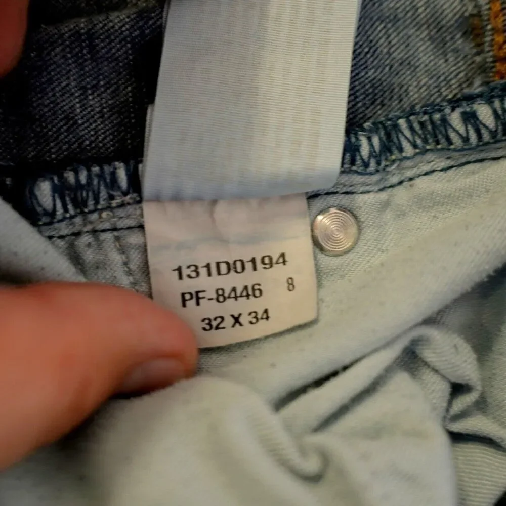 Abercrombie & Fitch Straight Stretch Blue Wiskering Denim Jeans Mid Rise 32/33 T